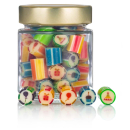 Bonbons mit Motiven passend zum Geburtstag wie Luftballon, Muffin und Geschenk