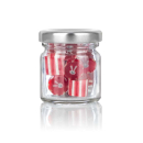 Rotes Zuckerl mit grauem Osterhasenmotiv